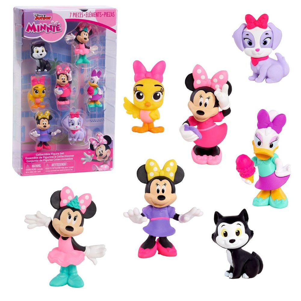 Disney Junior Minnie Mouse 7-Piece Collectible Figure Set, Kids Toys for Ages 3